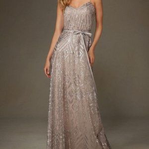 Angelina Faccenda Maxi Taupe Bridesmaids Dress 10